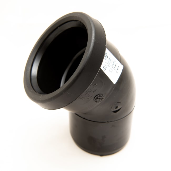 75 x 45° HT-bend m/1 muffe, svart