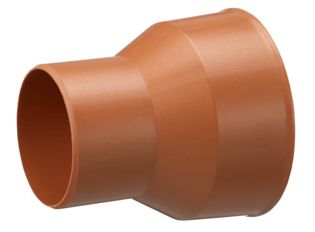 110/100 overgang fra PVC muffe til betongspiss, rødbrun