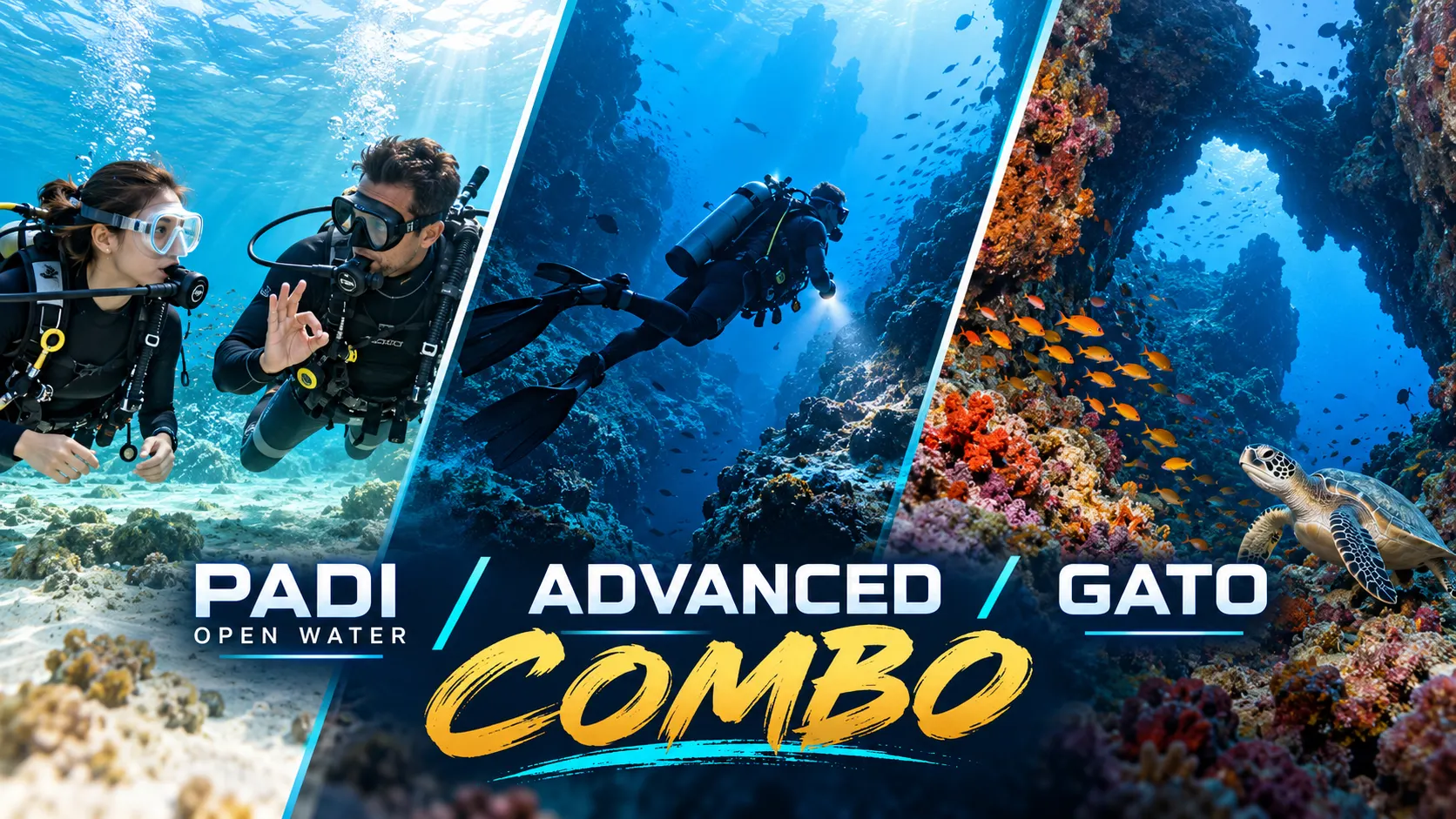 PADI Open Water + Advanced + Gato Combo