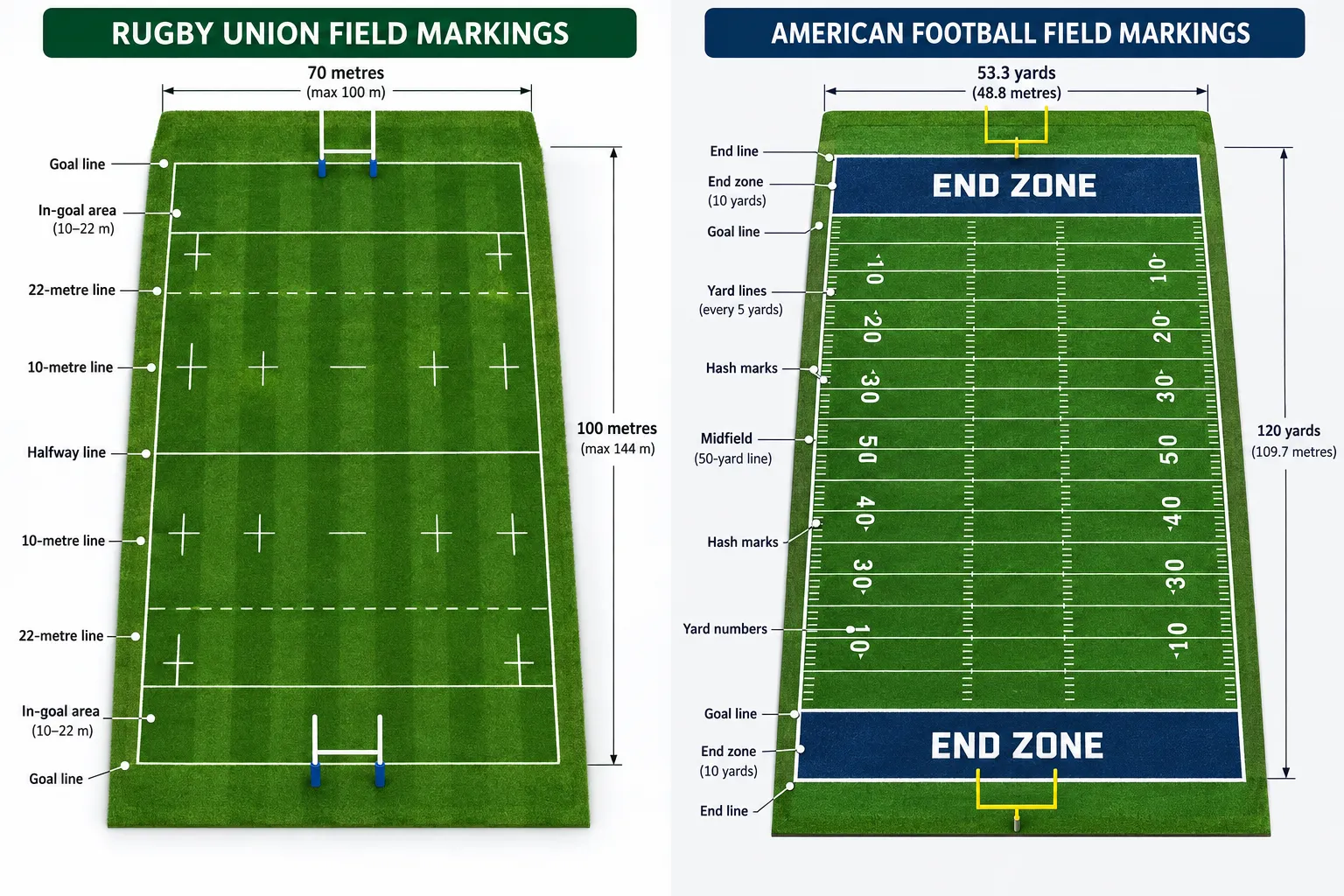 Rugby field markings and American football field markings comparison.webp Rugby field markings and American football field markings comparison.webp