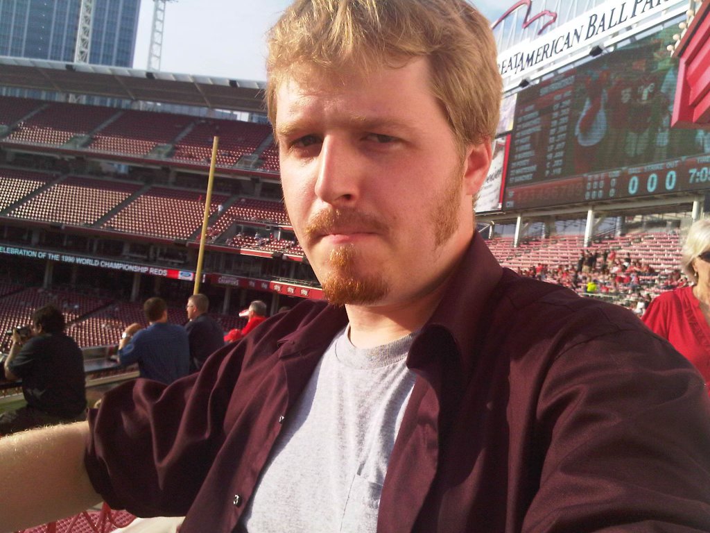 Adam at a baseball game