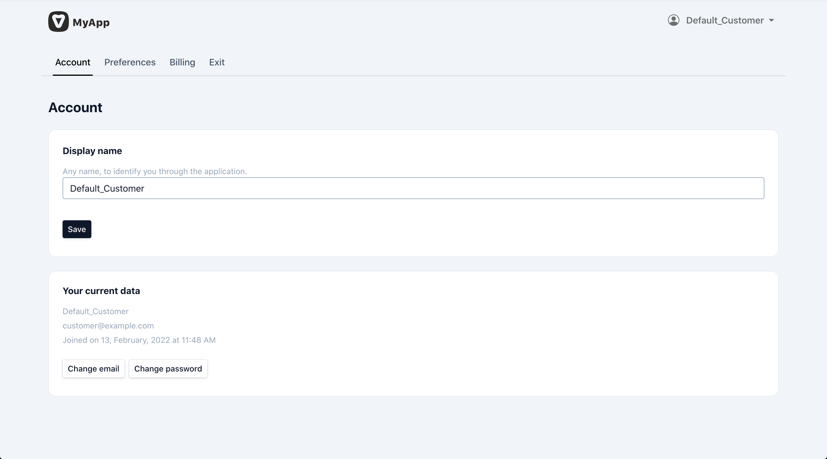 Customer dashboard