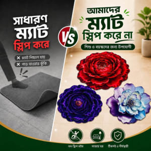 ৩ পিস 3D ফুলের ফ্লোর ম্যাট সেট 🌸