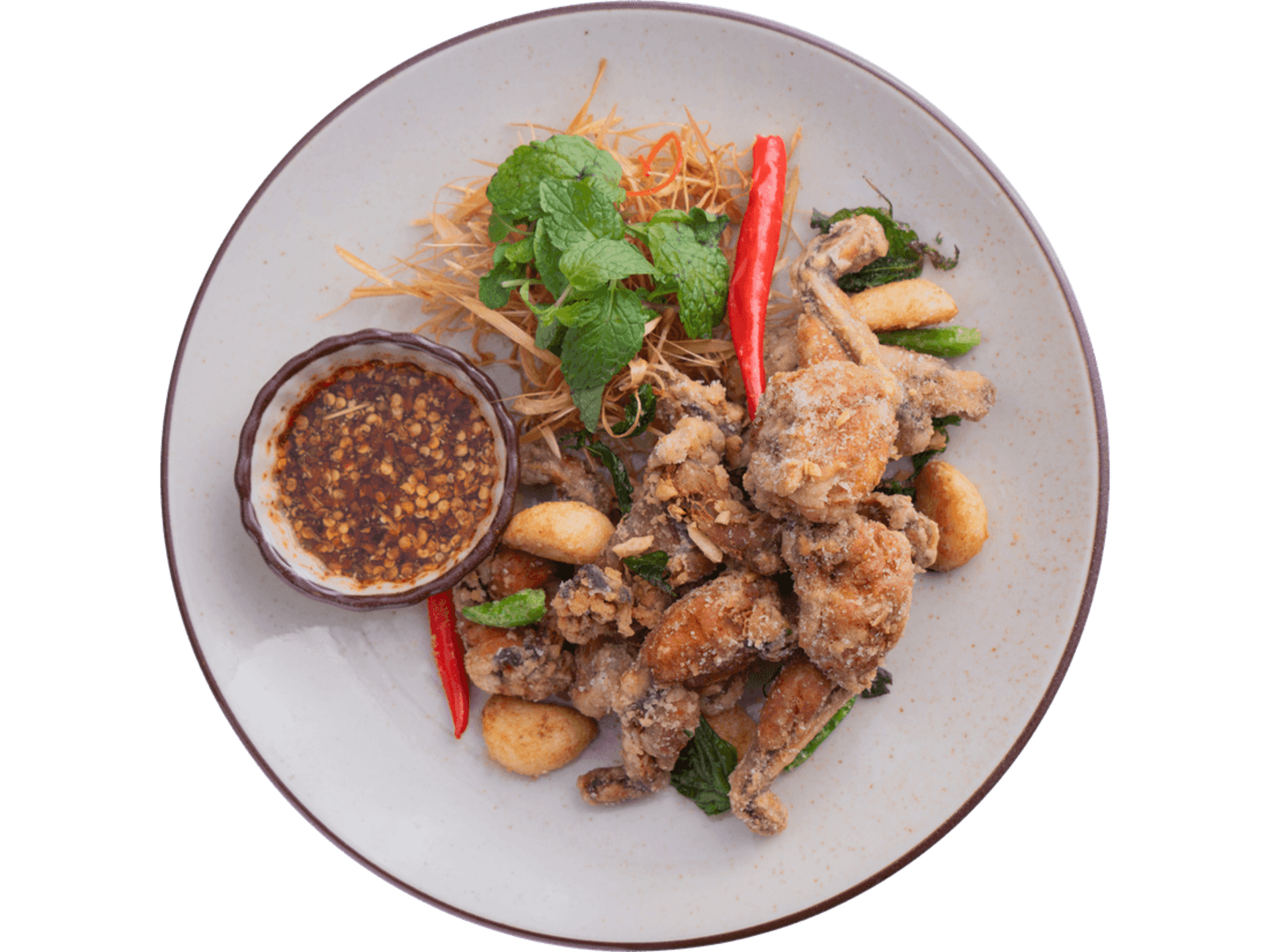 Ếch Chiên Giòn Với Tỏi Và Lá Quế — Thai Siam Kitchen