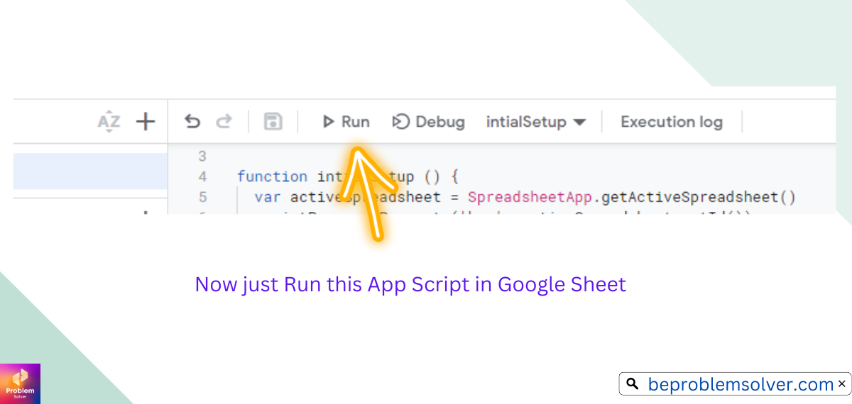 Image of just running this App Script in Google Sheet