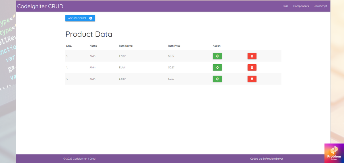 Image of CRUD UI with Materialize CSS