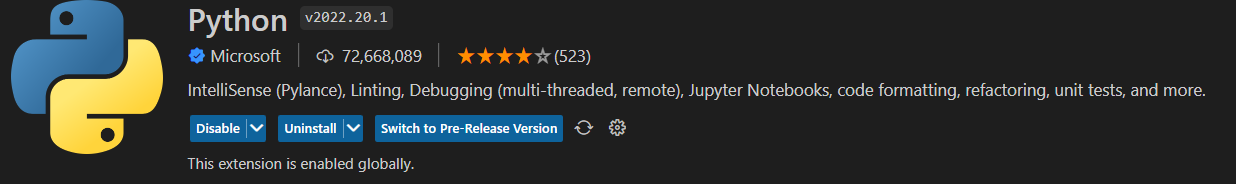 Python Extension - All-in-one vs code extension for python development
