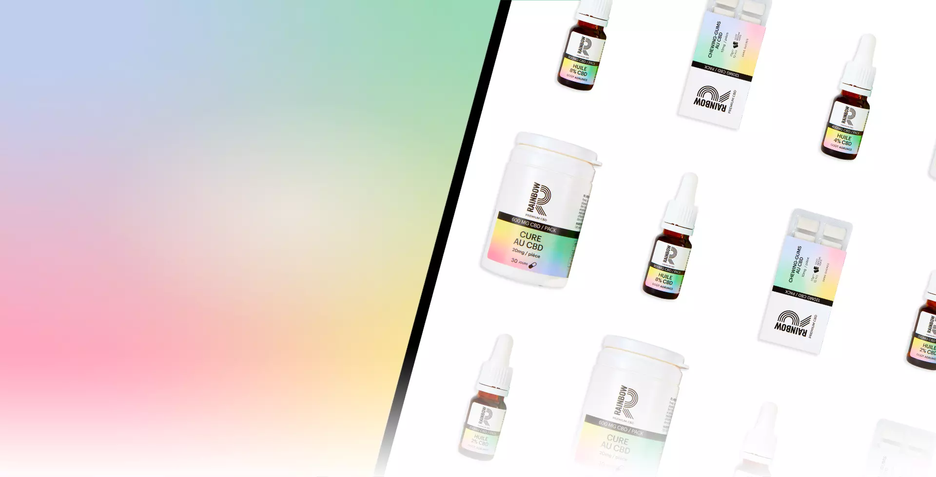 fond d'écran avec produits au CBD de rainbow 