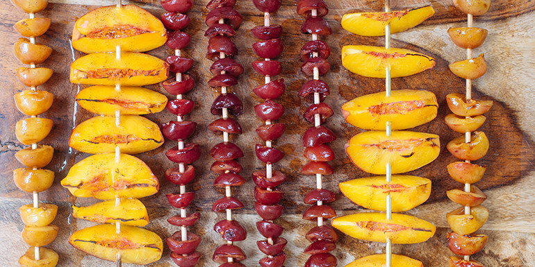 Grilled Peaches and Cherries