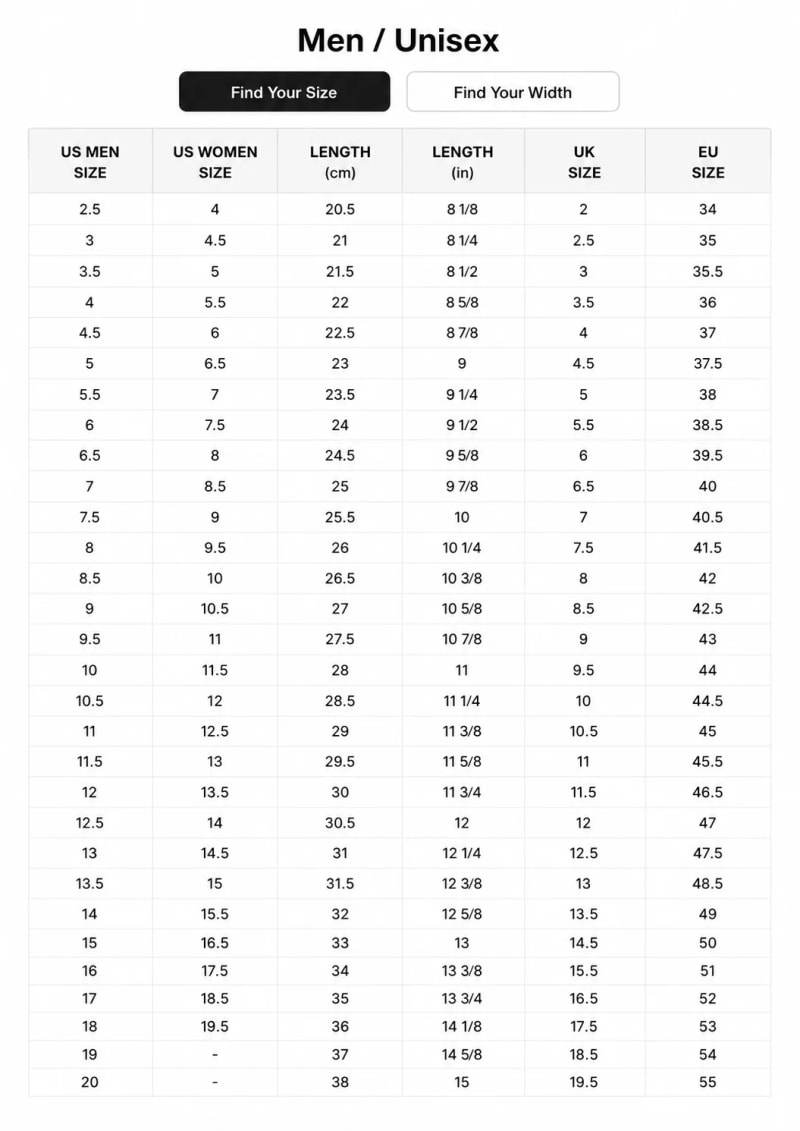 Adidas Women's Size Chart