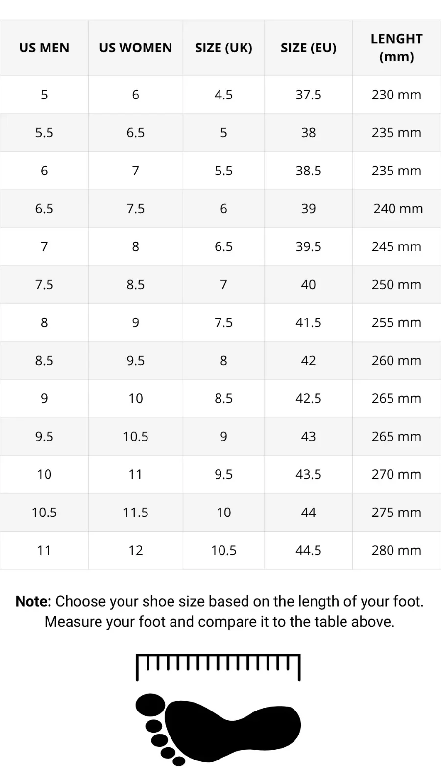 Adidas Women's Size Chart