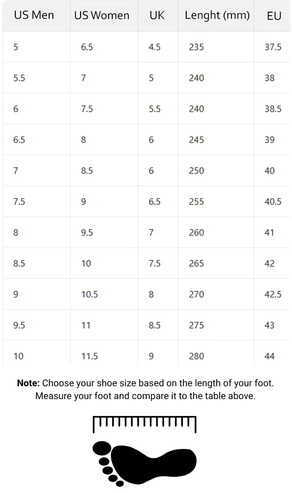 Asics Gel-1130 White/Black Sneaker Size Guide