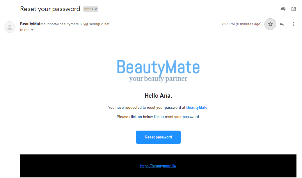 Reset email