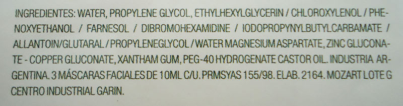 Ingredientes Mascara Cronoenergizante ACF