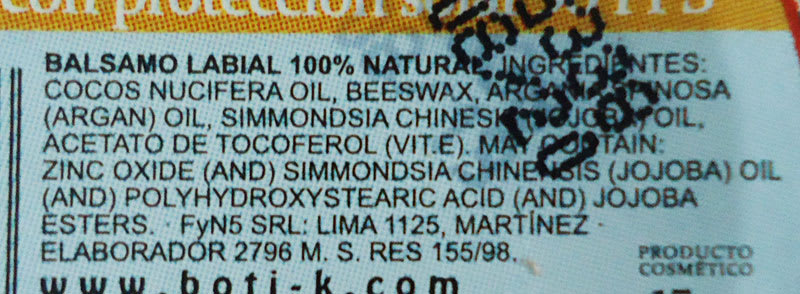 Ingredientes de Unguento balsámico FPS 30 de Botik
