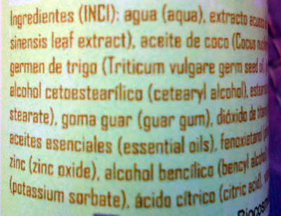 Ingredientes de Crema de día de Aguacalma Biocosmética 1
