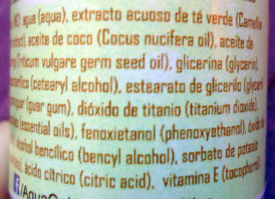 Ingredientes de Crema de día de Aguacalma Biocosmética 2