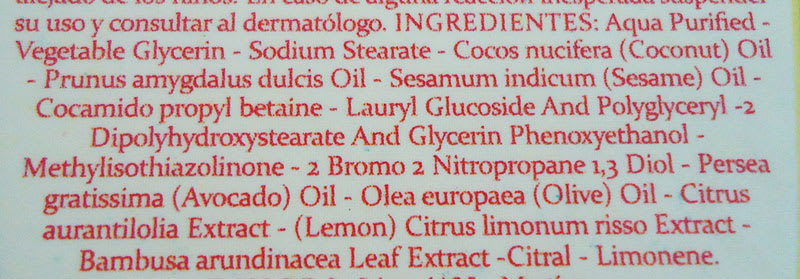 Ingredientes Leche balsámica vegetal lima limon de Botik