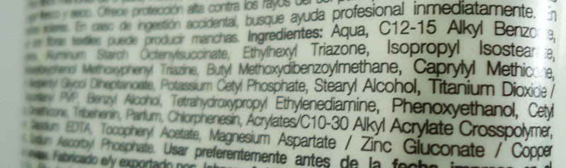 Ingredientes de Protector solar Sun Fresh FPS 30 de Neutrogena 2