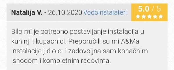 Fotografije - A&Ma instalacije j.d.o.o. usluga - Vodoinstalacije