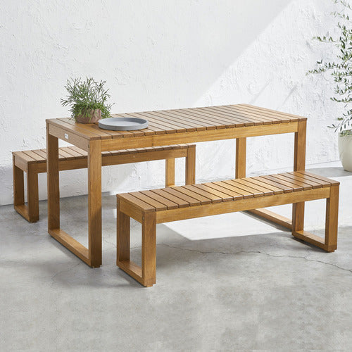 3 piece Outdoor Timber Dining Set - Slim Line Design