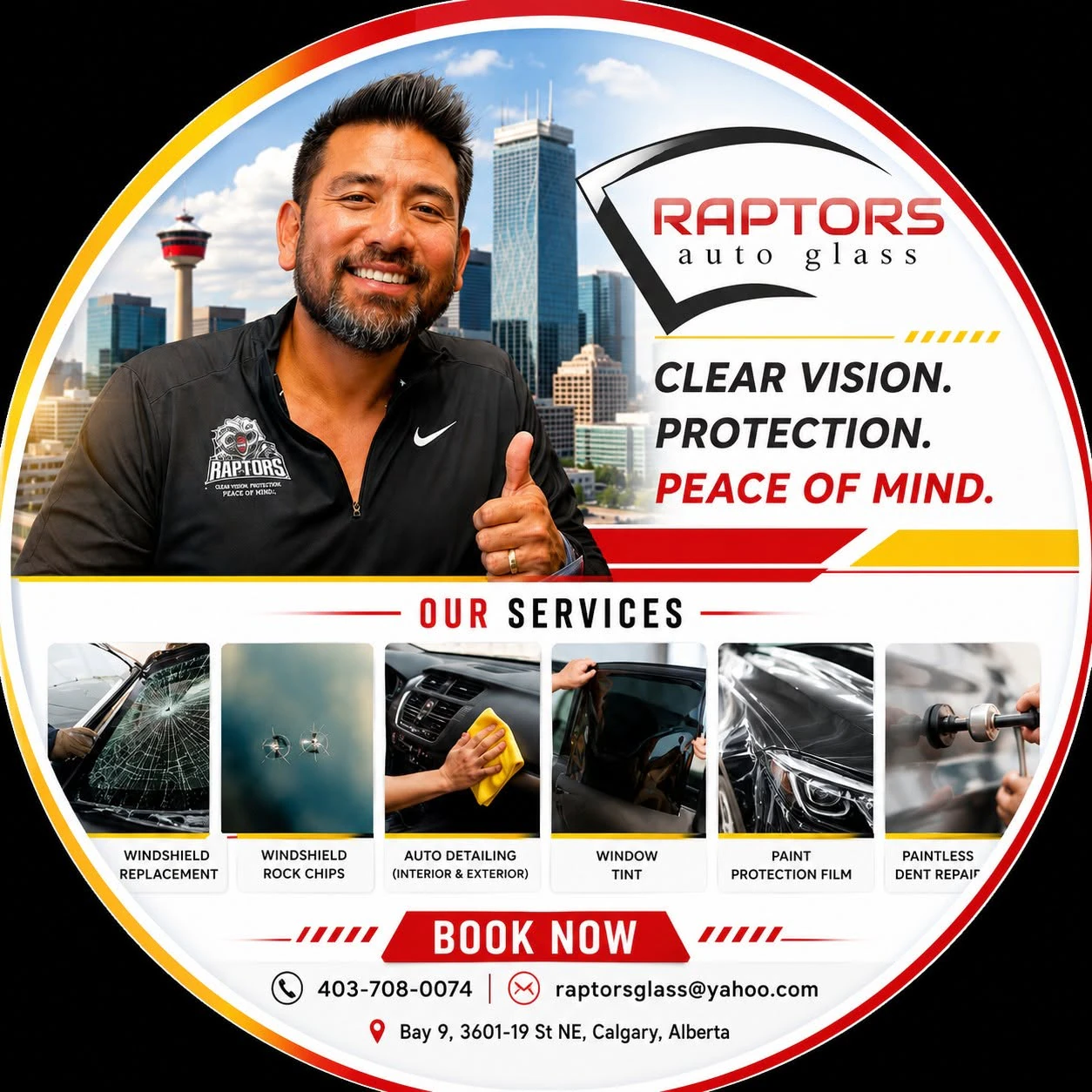 Raptors Auto Glass logo — tires & wheels in Calgary, Alberta