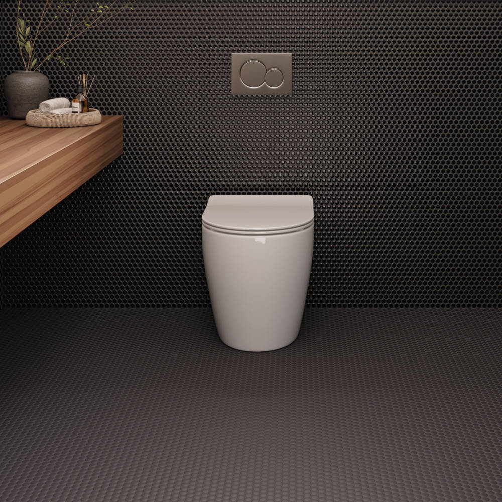Le Cafe Penny Round Tile Installation