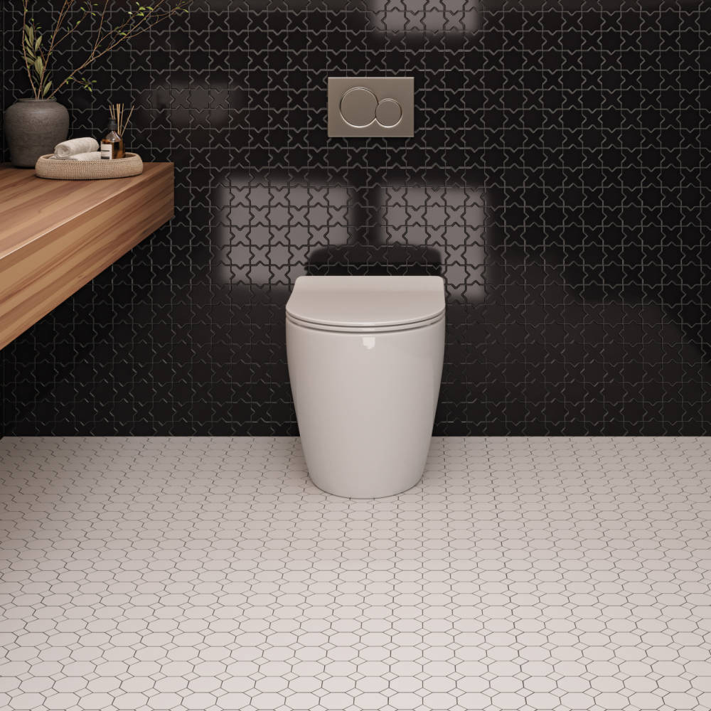 Le Cafe Cross & Star Glossy Tile in a Bathroom