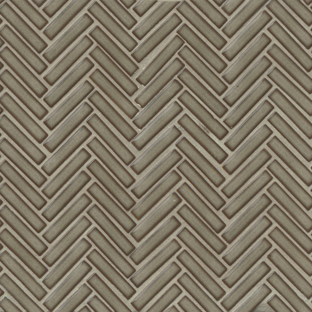 90 1/2 x 2 Herringbone Porcelain Mosaic Tile in Putty