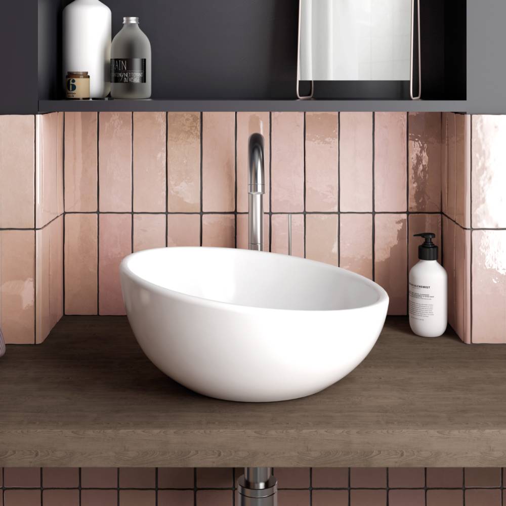 Ceramic Tile in Pink Installation