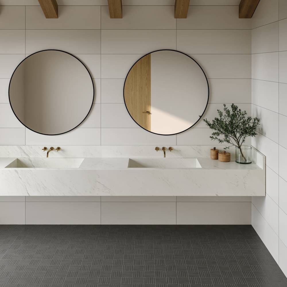 Sahara Matte Crosshatch Porcelain Mosaic Tile installation