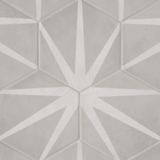 Allora 8.5x10 Hexagon porcelain deco tile in Stella