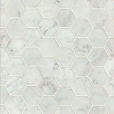 White Carrara 2" hexagon marble mosaic tile