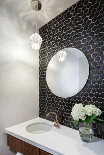 White Hexagon Tile Bathroom Wall