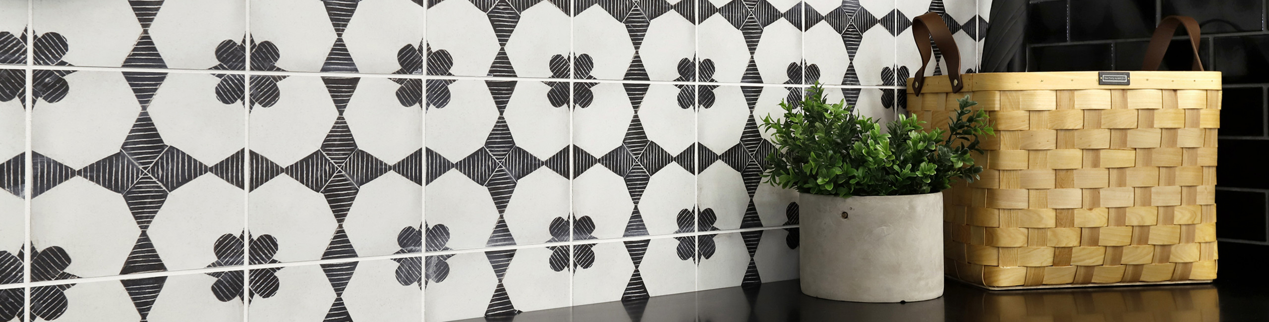 Designing with Black and White Tile and Stone - Enchante Moderno porcelain tile