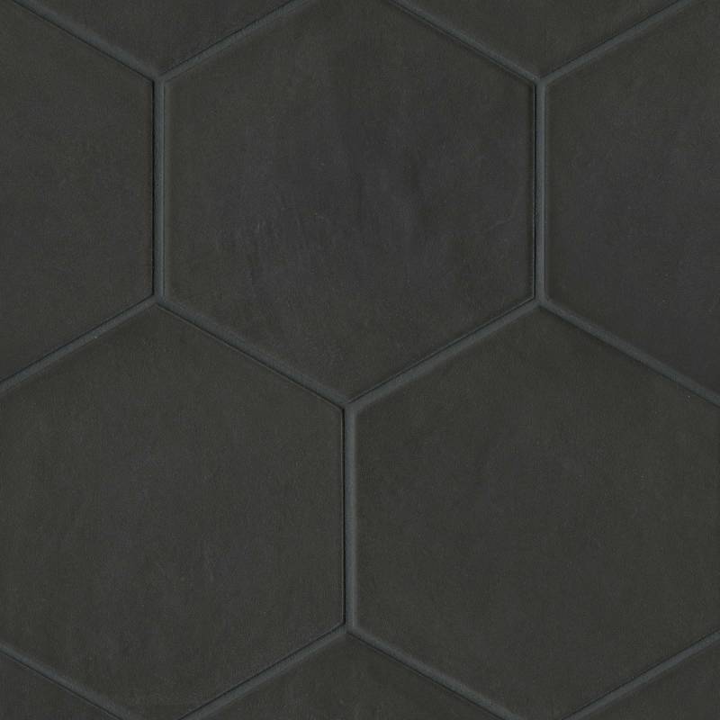 Allora Solid Black Mosaic 8.5x10, Matte, Hexagon