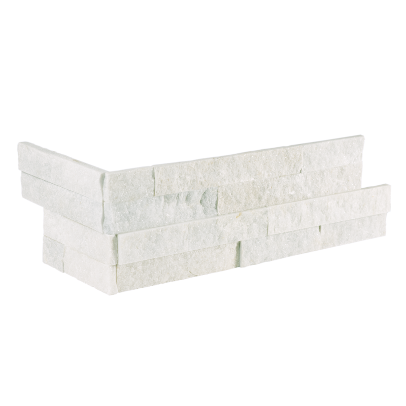 Glacier White Leathered Slate 6x24 natural stone wall tile in white finish