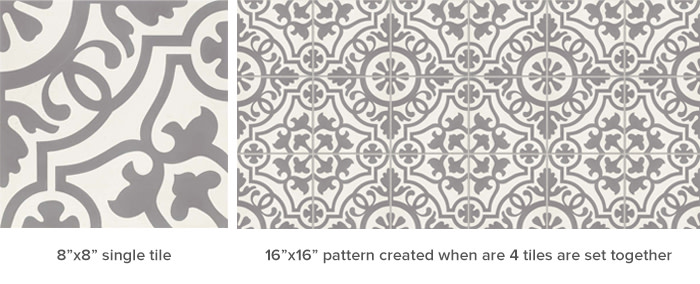 Remy Cement Tile in the Damsel Pattern