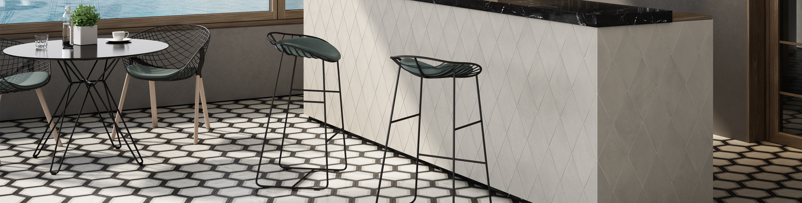 The Allure of Allora Porcelain Tile - Telaio hexagon deco