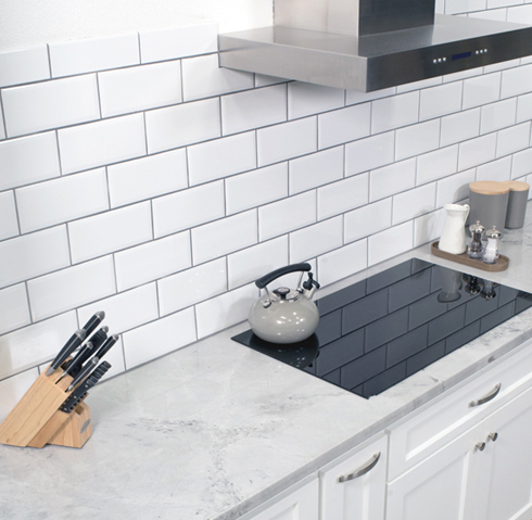 Grey grout with white tile