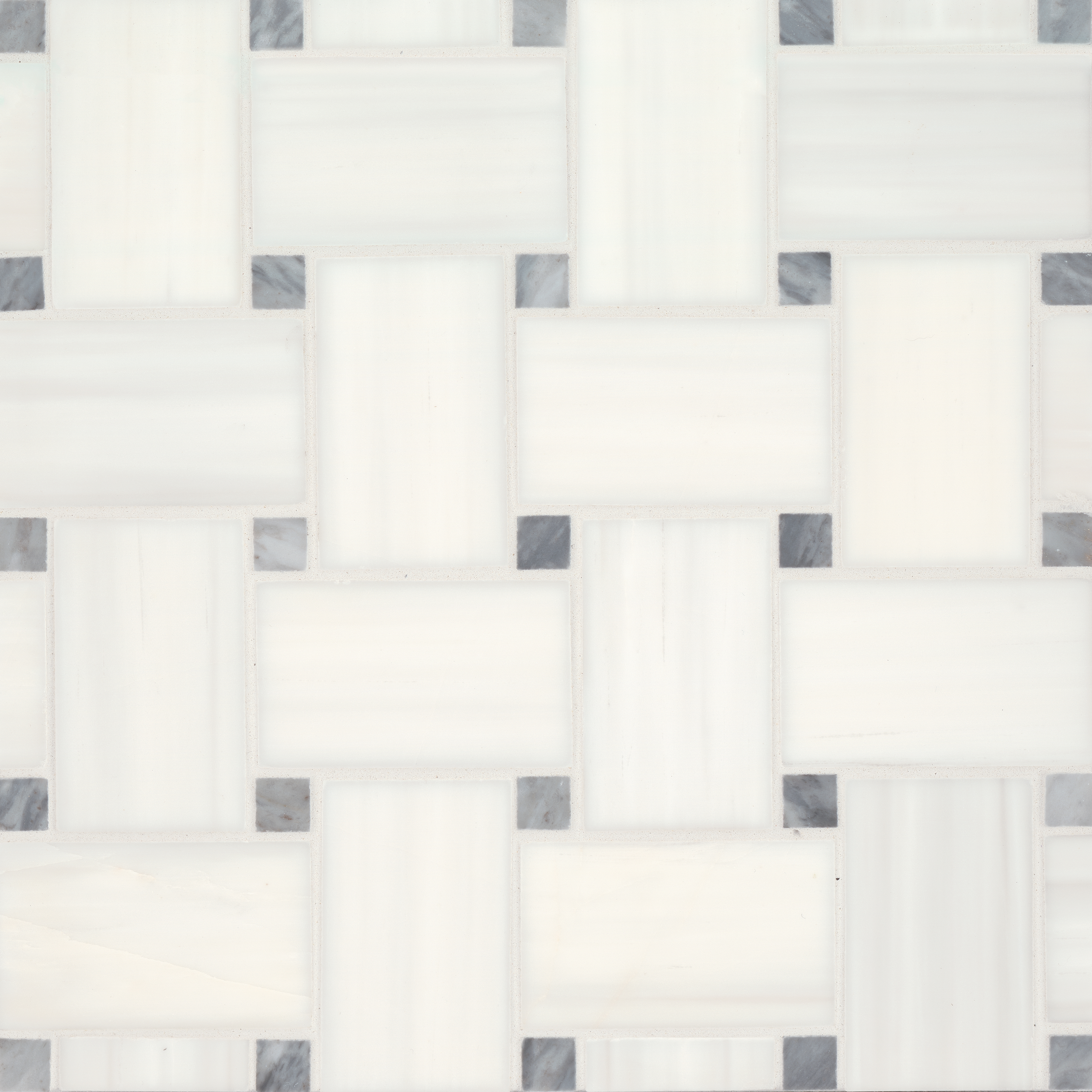 Jumbo Basketweave Honed Marble in Dolomite with Bardiglio Dot