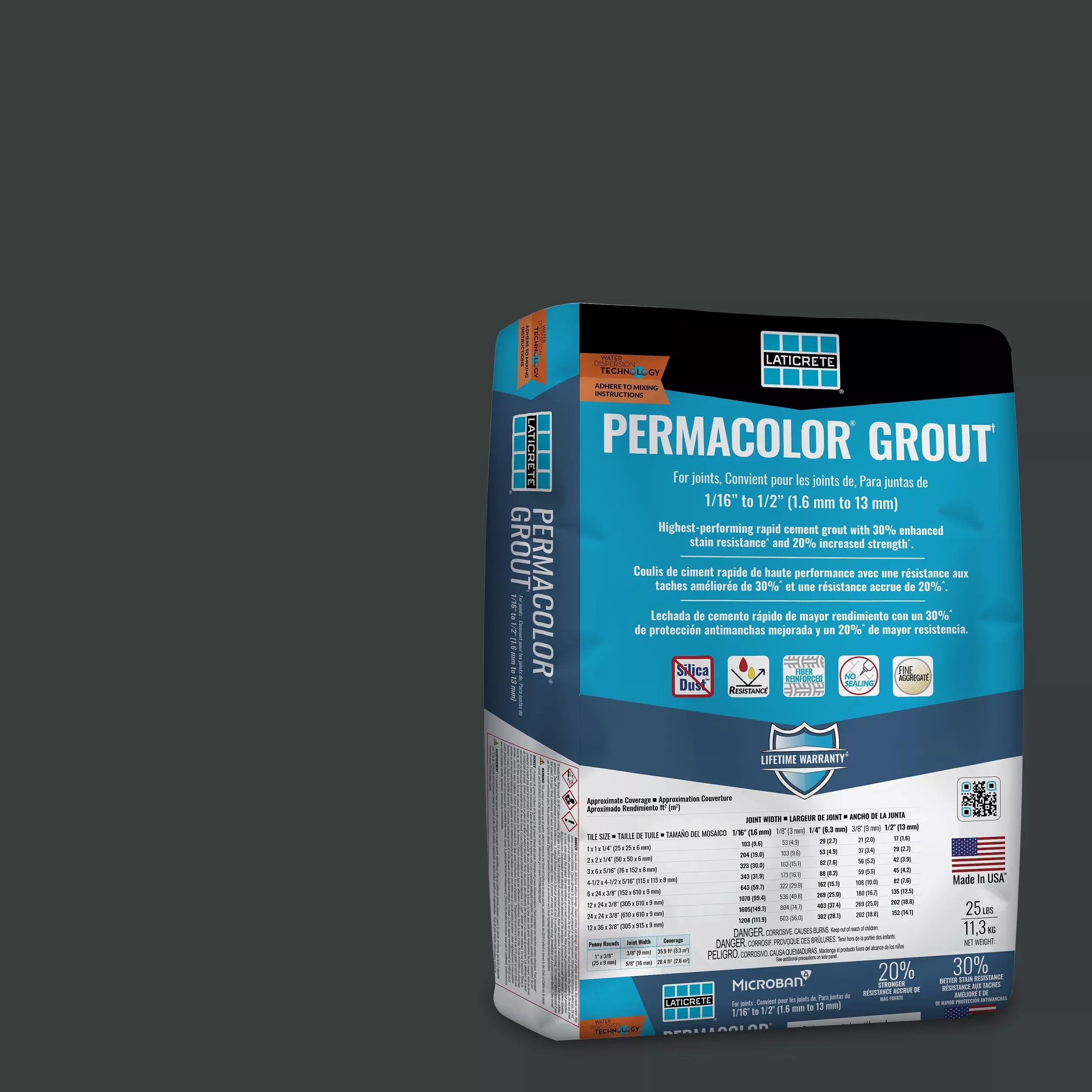 Laticrete Permacolor Sanded Grout in Midnight Black - 25 lb. Bag