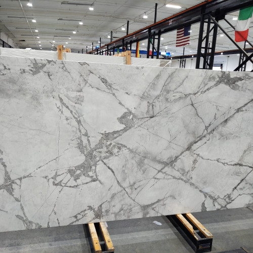 Magnifica Encore 60" x 126" - 12mm Polished Porcelain Bookmatched Slab in Invisible Grey