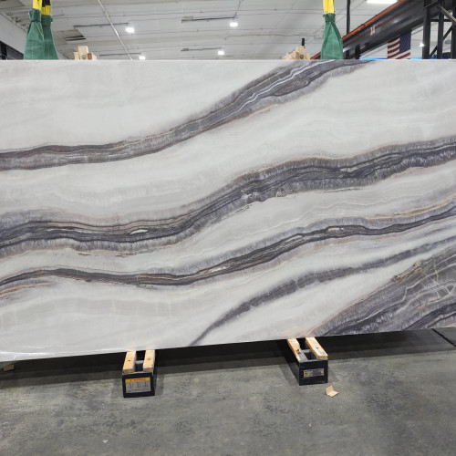 Revera 63" x 126" - 2 cm Polished Bookmatched Quartz Slab in Piera Alba