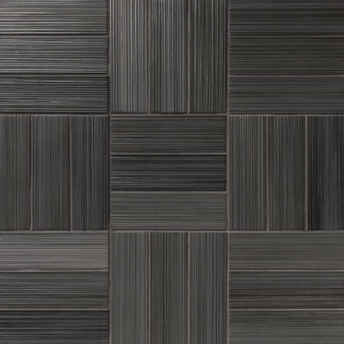 Hikari 2" x 8" Matte Porcelain Deco Pattern Field Tile in Ebony