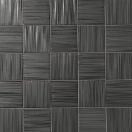 Hikari 4" x 4" Matte Porcelain Deco Pattern Field Tile in Ebony