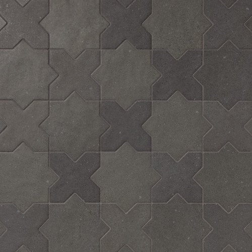 Hikari 6.5" x 6.5" Star Matte Porcelain Field Tile in Ebony