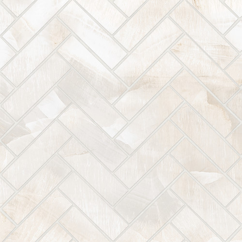 Magnifica Era 1" x 4" - 8mm Honed Herringbone Porcelain Mosaic Tile in Crystal Onyx