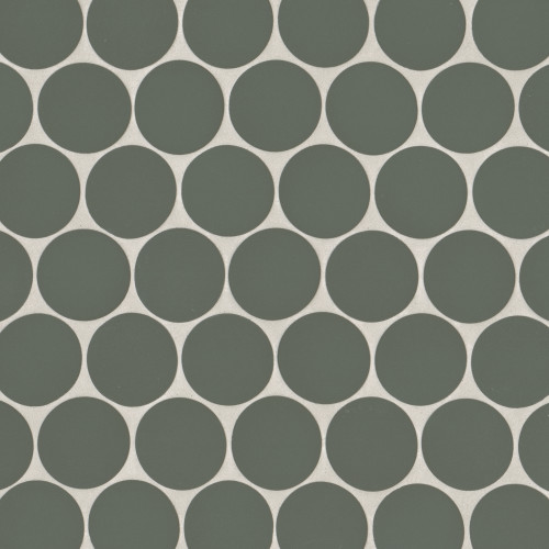 Makoto 2" Round Matte Porcelain Mosaic Tile in Midori Green