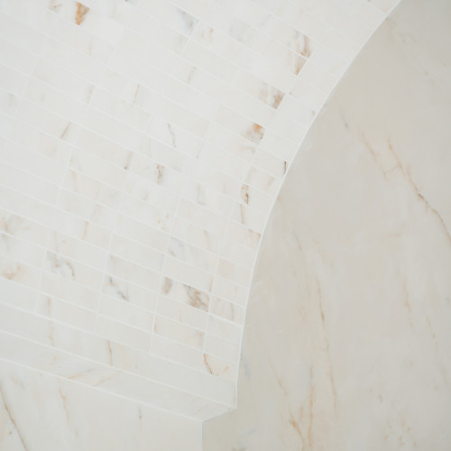 Magnifica 1" x 4" Honed Herringbone Porcelain Mosaic Tile in Calacatta Oro alt image